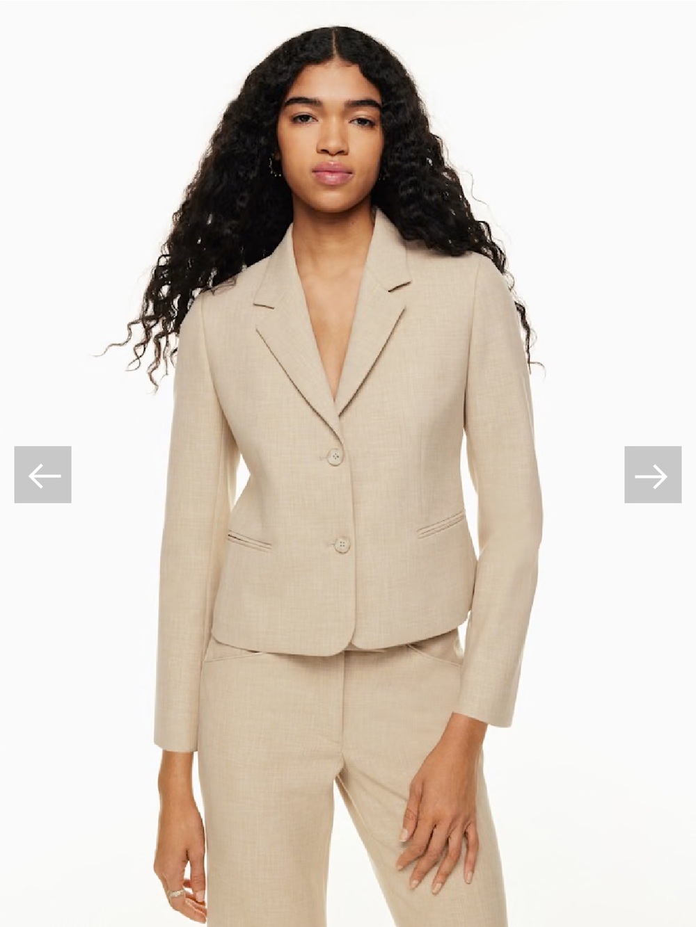 Aritzia Wilfred Tan Cropped Tailored ( notes )Blazer Jacket size 6
